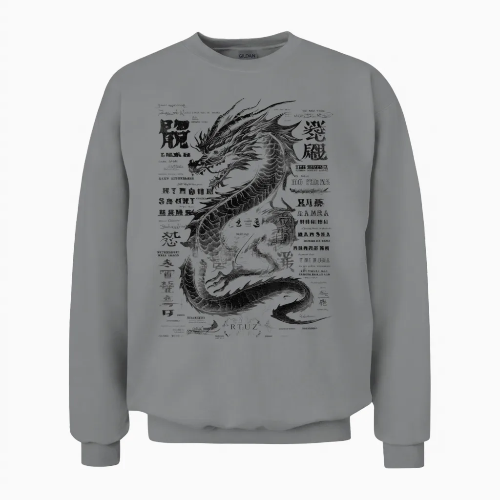 Drachen Streetwear Aesthetic Retro Mode Dragon Damen Herren Unisex Sweatshirt in Sport Grey