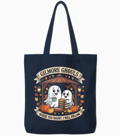 Gilmore Ghouls Where You Haunt I Will Follow Halloween Ghost Tote Bags - Navy