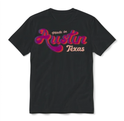 Made in Austin Texas Psychedelic Typography Unisex T-Shirt - Black