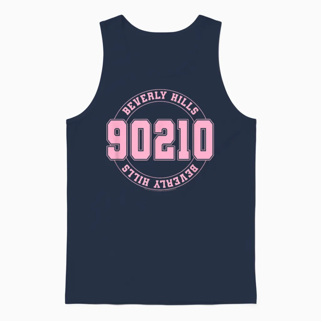 Beverly Hills 90210 Collegiate Mirrored Image Logo Unisex Tank Top in Navy