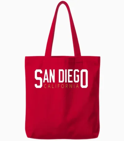 San Diego California Tote Bags - Red