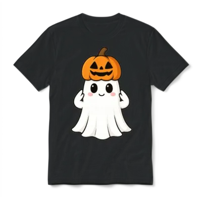 Halloween Pumpkin Hat Ghost Unisex T-Shirt - Black