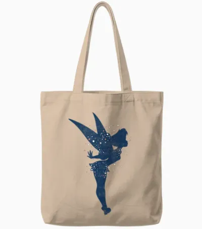 Disney Peter Pan Tinkerbell Americana Shadow Graphic Tote Bags - Natural