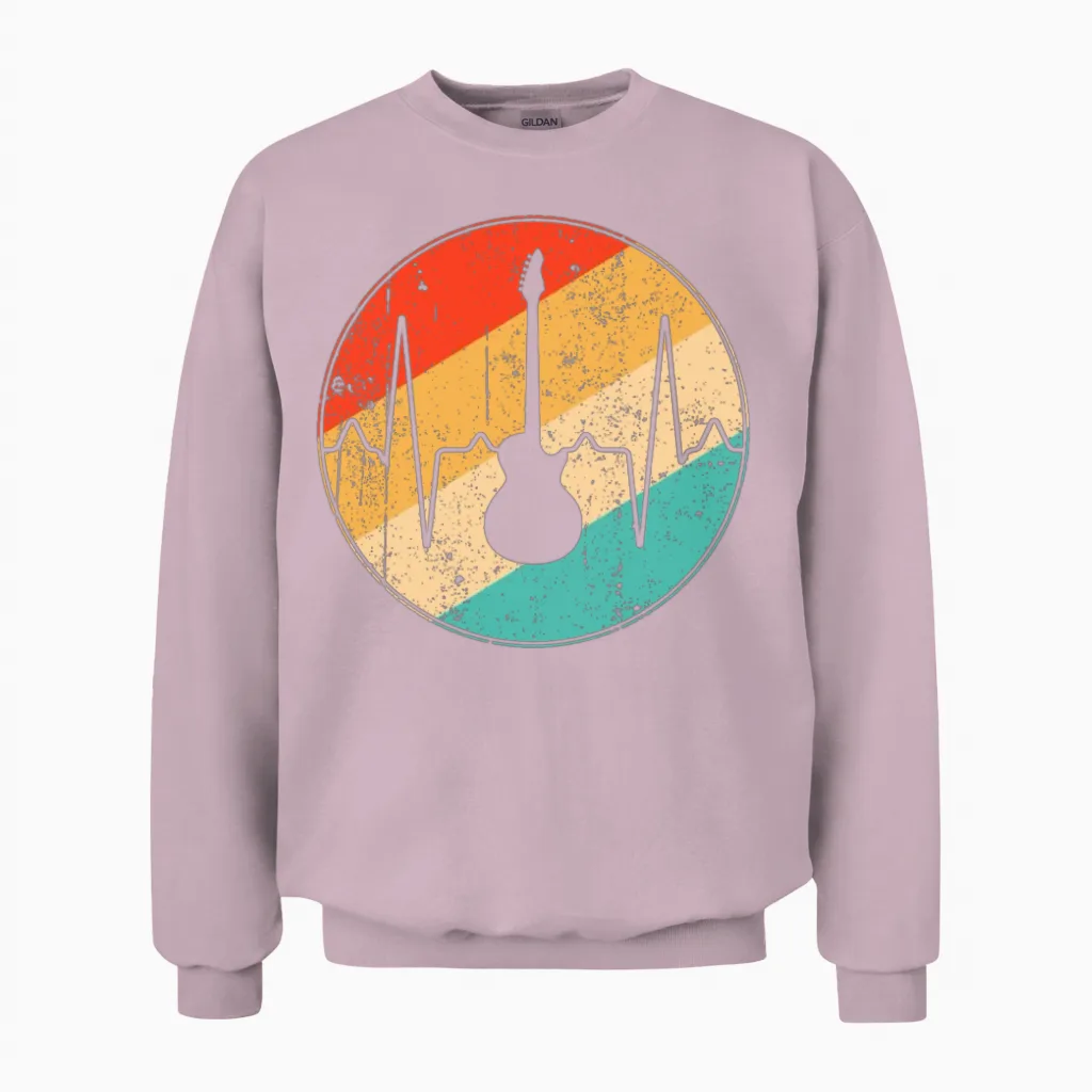 Rock Retro Heartbeat Unisex Sweatshirt in Light Pink