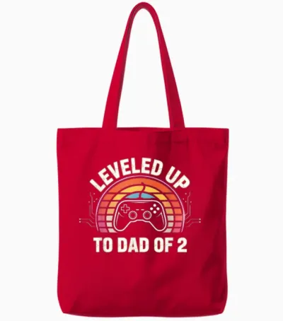 Annonce De Grossesse Leveled Up to Dad of 2 Daddy Again Tote Bags - Red