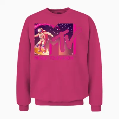 Mademark X Mtv - Official Mtv Logo - Surfing Astronaut in Space Unisex Sweatshirt - Heliconia