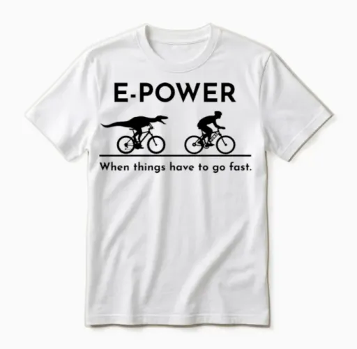 Velociraptor Chasing E-Biker Unisex T-Shirt in White