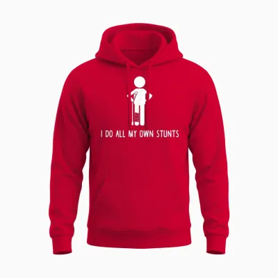 I Do All My Own Stunts Shirt Get Well Gift Funny Injury Leg Unisex Hoodie - Red