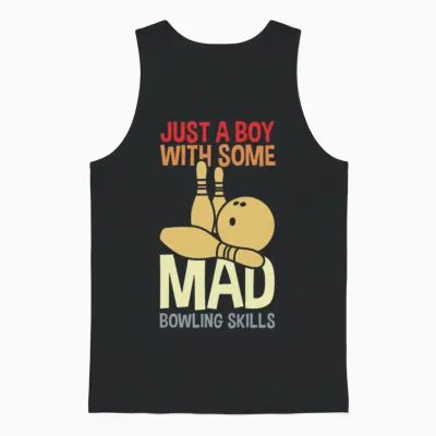 Funny Bowling Boy Unisex Tank Top - Black