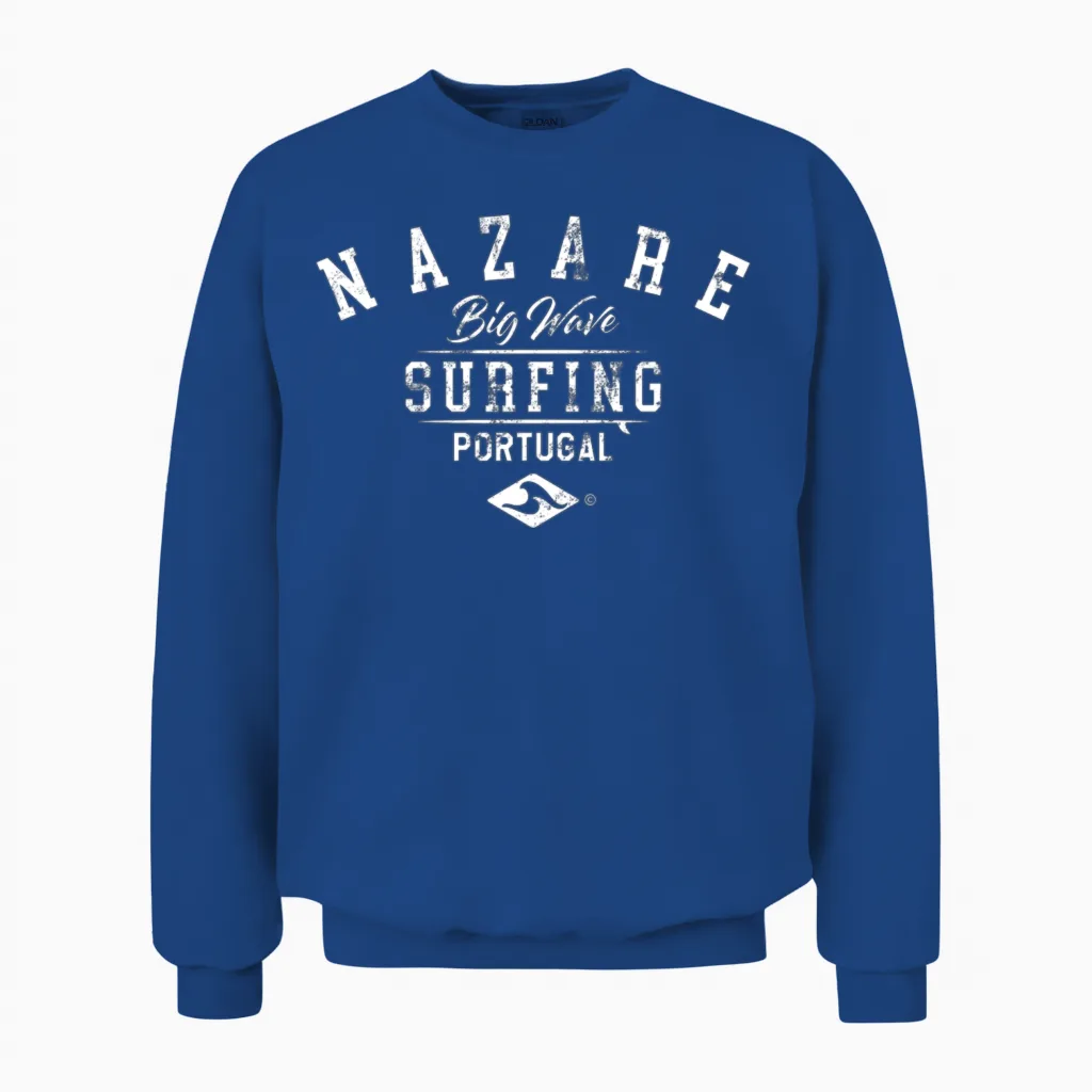 Nazare Big Wave Surfing Portugal Used Look Unisex Sweatshirt in Royal