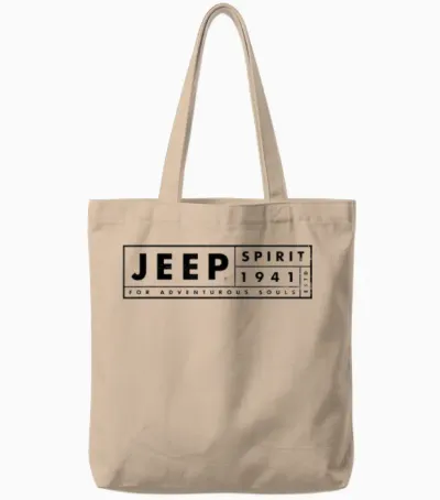 Jeep Spirit 1941 Estd for Adventurous Souls, Dark Logo T-Shirt, White, S Tote Bags - Natural