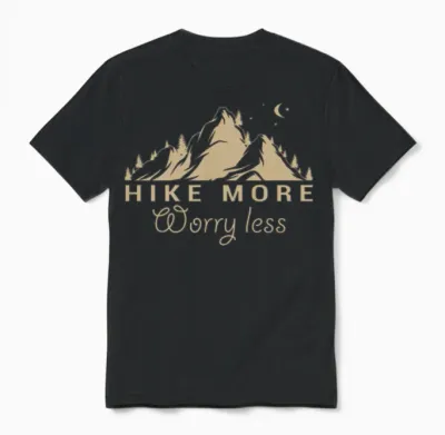 Hike More Worry Less Unisex T-Shirt - Black