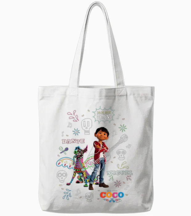 Disney and Pixar’s Coco Miguel and Dante Seize Your Moment Tote Bags in White