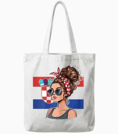 Croatia Fanartikel Frauen Messy Bun Kroatien Flagge Tote Bags - White