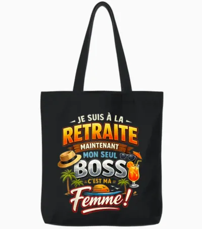 Cadeau Départ Retraite Retraité Homme Mon Seul Boss Ma Femme Tote Bags - Black
