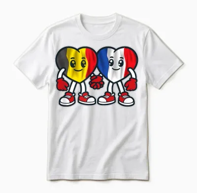 Hearts of Friendship France and Belgium Unisex T-Shirt - White