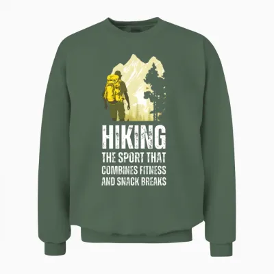 Hiking the Sport That Combines Fitness and Snack Unisex Sweatshirt - Military Green