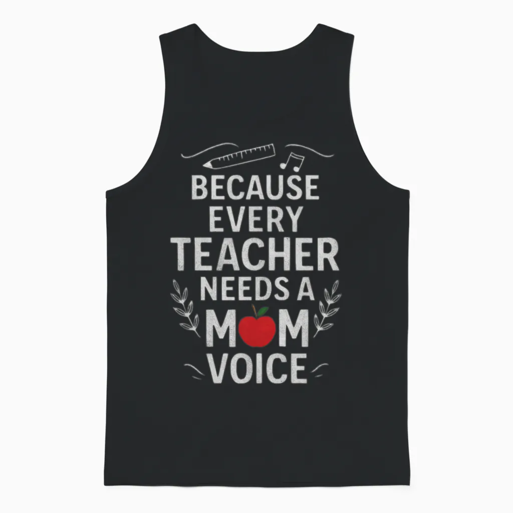 Because Every Teacher Needs Mom Voice Mom Teacher Unisex Tank Top in Black