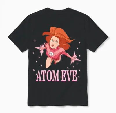 Invincible Atom Eve Flying Heroic Logo T-Shirt, Black, S Unisex T-Shirt - Black