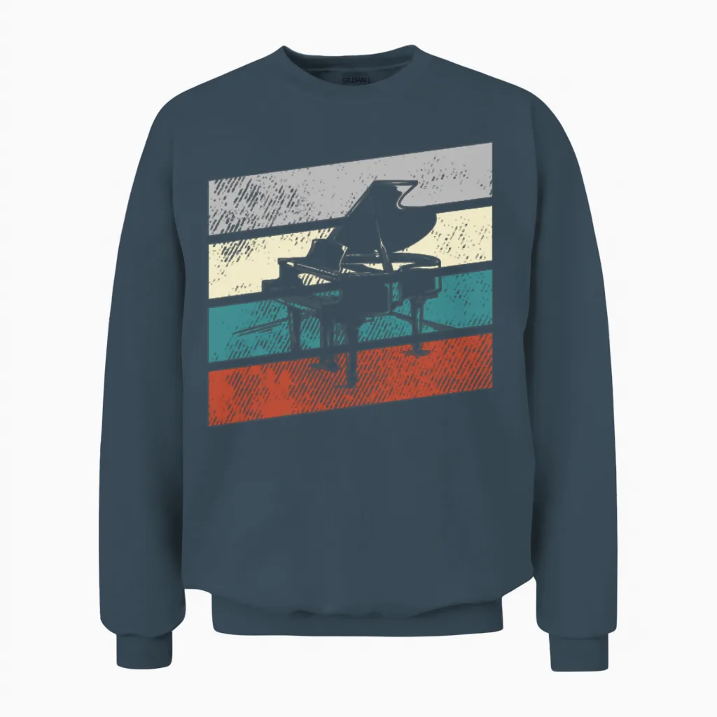 Piano Retro - & Keys Unisex Sweatshirt in Dark Heather