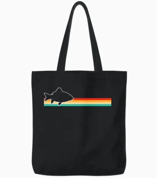 Fish Retro Tote Bags in Black