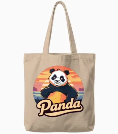 Funny Panda Retro Vintage Tote Bags - Natural