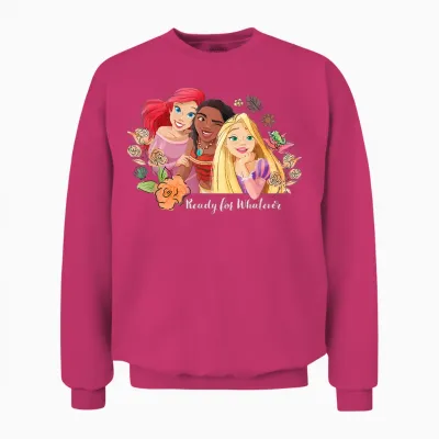 Disney Princess Ariel, Vaiana, Rapunzel Ready for Whatever T-Shirt, Gray Unisex Sweatshirt - Heliconia