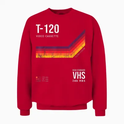 80s Video Cassette Tape Costume Retro Unisex Sweatshirt - Red