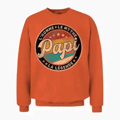 Papi Homme Mythe Légende Idée-Cadeau Papy Humour Grand-Père T-Shirt Haut De Gamme Unisex Sweatshirt - Orange