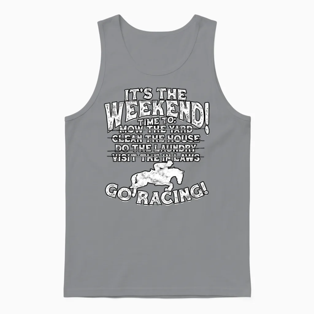 Horse Racing Equestrian Horseback Horse Racer Unisex Tank Top in Sport Grey