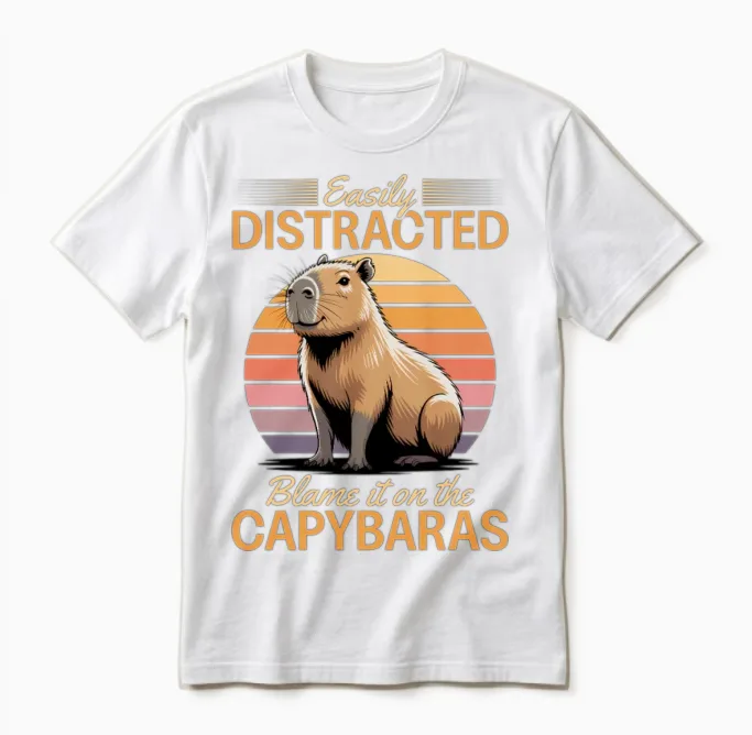 Funny Capybara Unisex T-Shirt in White