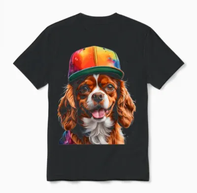 Cavalier Charles Spaniel Snapback Graphic Unisex T-Shirt - Black