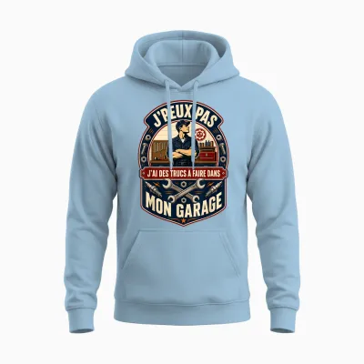 J'peux Pas Mon Garage Papa Bricoleur Fête Des Pères Unisex Hoodie - Light Blue