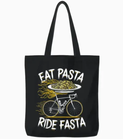Eat Pasta Ride Fasta Tote Bags - Black