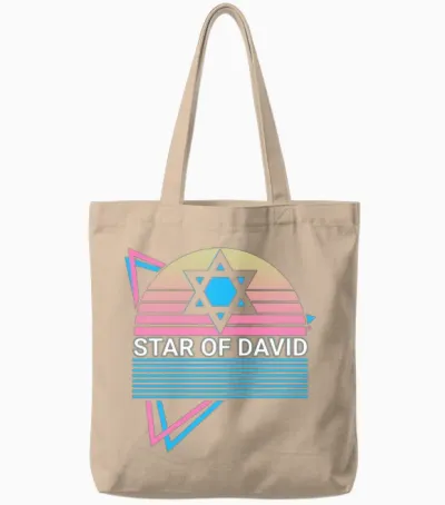 Star of David Jewish Retro Tote Bags - Natural