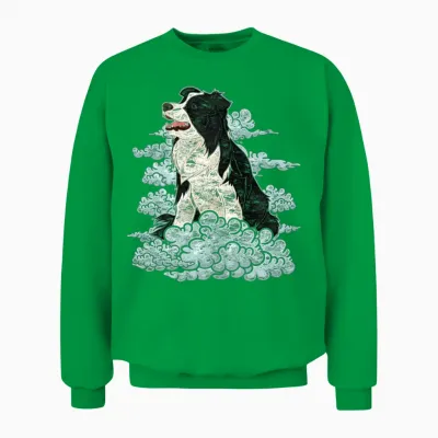 Dog Lover Dogs Gift Clouds Border Collie Unisex Sweatshirt - Irish Green