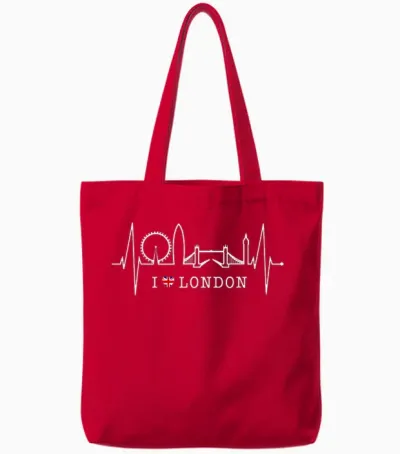 London Skyline Herzschlag Uk Flagge Fans Herz I Love London Tote Bags - Red