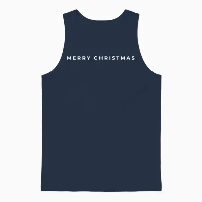 Merry Christmas Subtle Minimal Funny Holiday Party Simple Unisex Tank Top - Navy