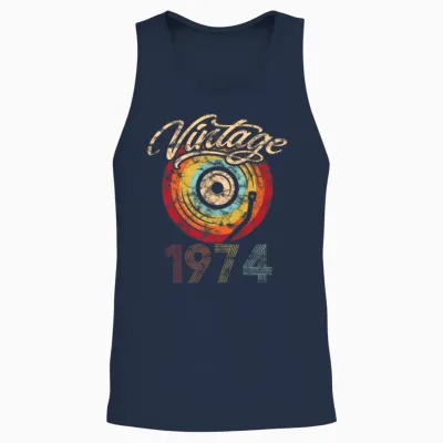 1974 Geburtstag Vinyl Vintage Unisex Tank Top - Navy