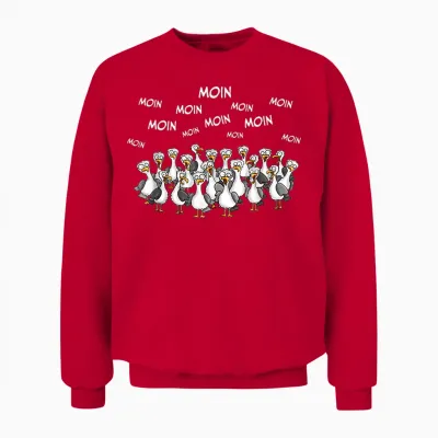 Moin Funny North Sea Seagull Seagulls Sabbel Moin-Moin T-Shirt, Black Unisex Sweatshirt - Red