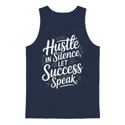Hustle in Silence Let Success Speak Motivational Unisex Tank Top - Navy