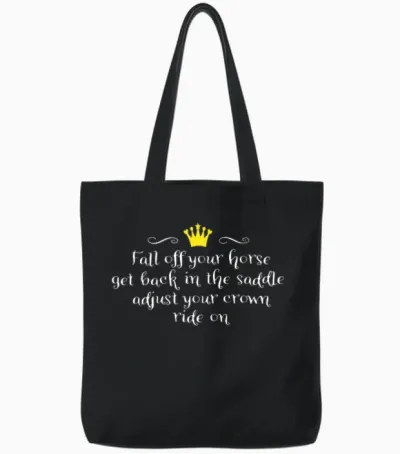 Falling off a Horse Tote Bags - Black
