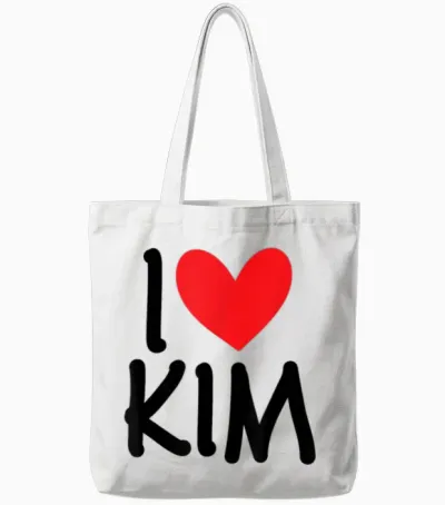 I Love Kim Personalised Name Girl Woman Bff Friend Heart Tote Bags - White