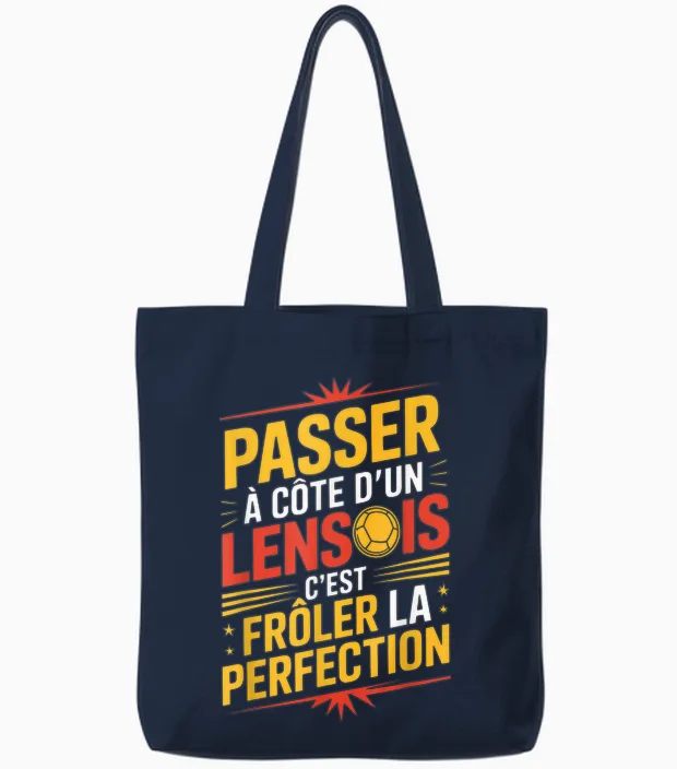 Passer à Côté D'un Lensois Perfection Supporter Lens Humour Tote Bags in Navy