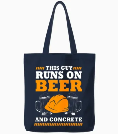 This Guy Runs on Beer and Concrete Concrete Worker Tote Bags - Navy