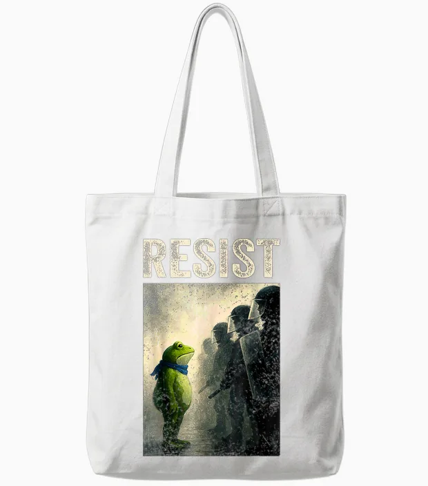 Resist Frog Portland Frog Protest Tote Bags in White