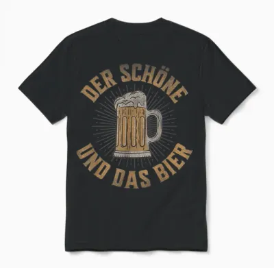 T-Shirt with German Text "der Schöne Und Das Bier - Bierliebhaben" (german, Black Unisex T-Shirt - Black