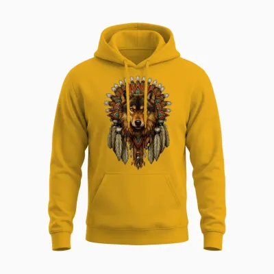 Plumes De Loup Amérindiennes Unisex Hoodie - Gold