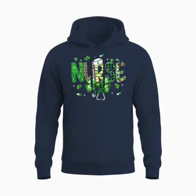 Irish Coquette Nurse Stethoscope Scrub St Patricks Day Nurse Unisex Hoodie - Navy
