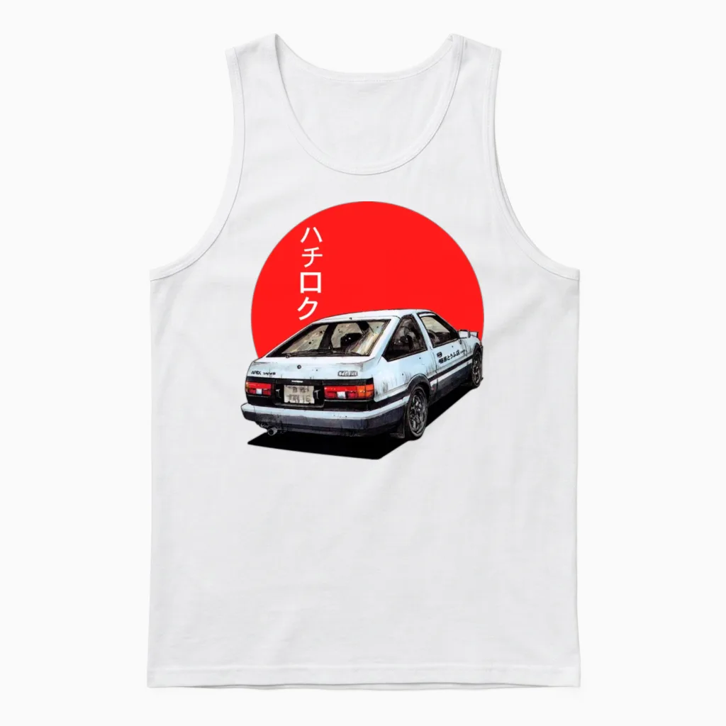 Ae86 Initial D Trueno Japan Movie Unisex Tank Top in White